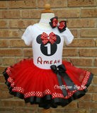 Minnie Tutu Set - Mouse Theme Tutu Set - Minnie Ribbon Tutu - Toodles Birthday Outfit - Twoddles Birthday Tutu