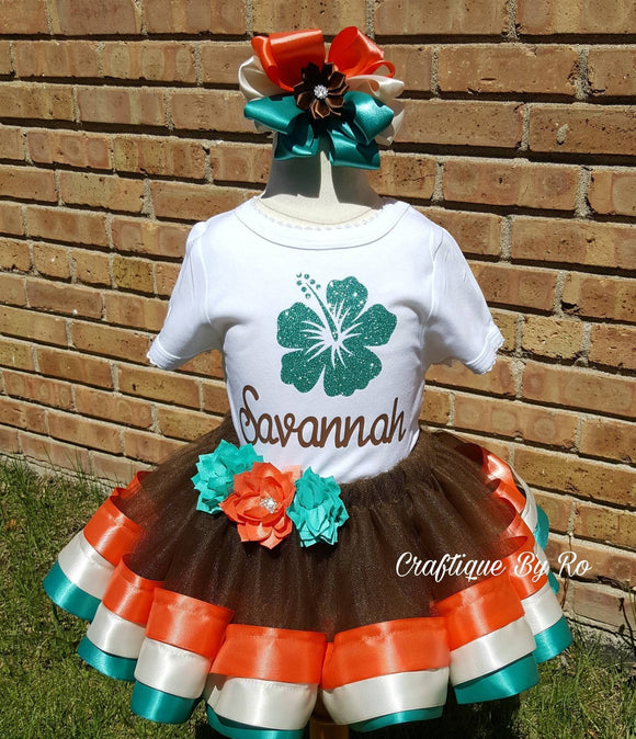 Hawaiian Tutu Set -  Costume -  Birthday Outfit - Birthday Tutu - Shirt -   Birthday Outfit -  Birthday Shirt - Dress