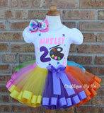 ARTIST Rainbow Tutu Set with Shoes - Paint Party Birthday Outfit - Paint Party Shoes