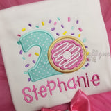 Donut Birthday Shirt - Birthday Shirt - Girls Donut Birthday Shirt With Name - Number Two Birthday Shirt - 2nd birthday shirt -