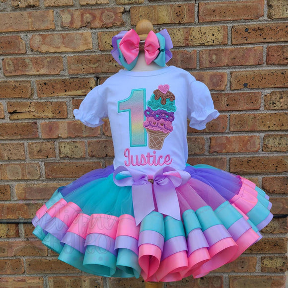 Pastel Ice Cream Tutu Set - Ice Cream Birthday Outfit