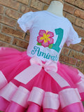 Hawaiian Princess Tutu Set - Costume -  Birthday Outfit - Shirt -   Birthday Outfit - Birthday Shirt - Hibiscus Shirt - Island Princess