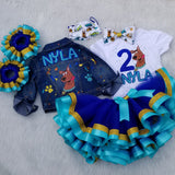 Any Theme Birthday Outfit - First Birthday Outfit - Partner Birthday Tutu - Denim Jacket Birthday Tutu -