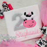 Girls Regular Pink Birthday Cow Outfit, 1st Birthday Cow Farm Birthday Outfit/Barnyard Birthday Shirt, First Birthday Cow Outfit