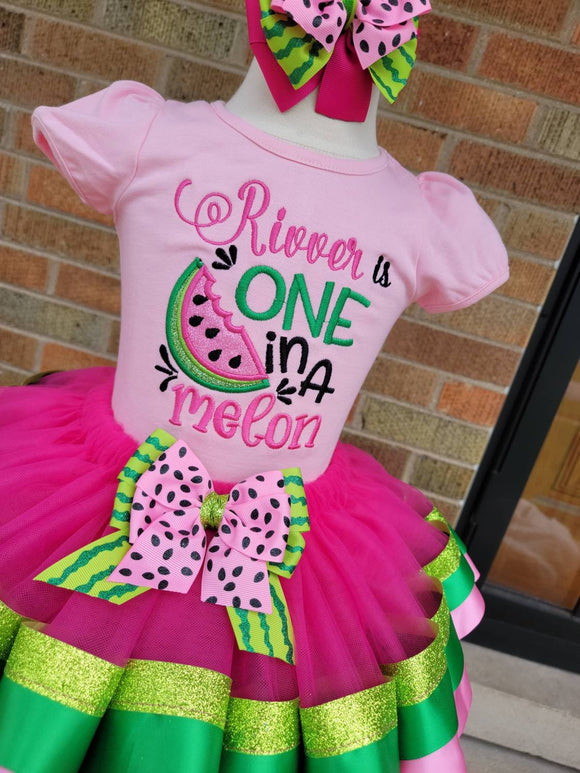 One in A Melon Birthday Outfit Shirt, Embroidered Shirt, Birthday Shirt,  First Birthday, Personalized Melon Birthday Shirt