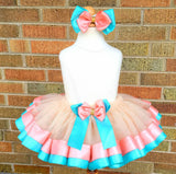 Hawaiian Princess Tutu Set - Costume -  Birthday Outfit - Shirt -   Birthday Outfit -  Birthday Shirt - Dress