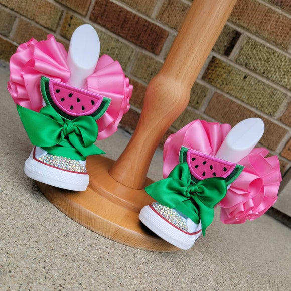 Watermelon Birthday Bling Shoes - Coco Birthday Outfit Shoes - Melon Custom Shoes - One in A Melon Bling Converse