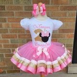 Pink Minnie Tutu Set - Mouse Theme Tutu Set - Minnie Ribbon Tutu - Minnie Mouse Birthday Outfit - Minnie Mouse Birthday Tutu