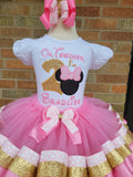 Pink Minnie Tutu Set - Mouse Theme Tutu Set - Minnie Ribbon Tutu - Minnie Mouse Birthday Outfit - Minnie Mouse Birthday Tutu