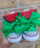 Red Watermelon Birthday Bling Shoes - Coco Birthday Outfit Shoes - Melon Custom Shoes - One in A Melon Bling Converse