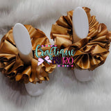 Gold Ruffle Anklets - Gold Ribbon Tutu Anklets - Tutu Socks -Ruffled Anklets - Birthday Ruffle Anklets