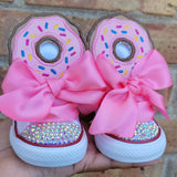 Donut Birthday Bling Shoes - Sprinkles Birthday Outfit Shoes - First Birthday  Custom Shoes - Frosting Bling Converse