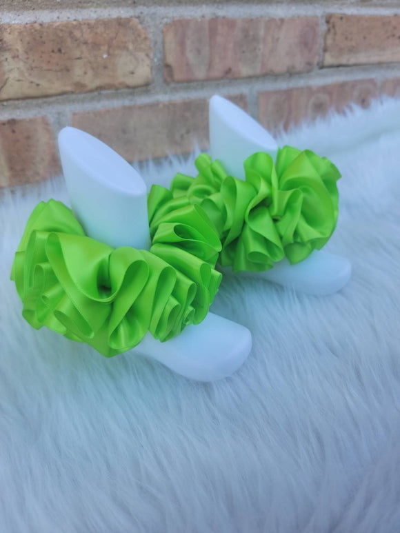 Lime Green  Ruffle Anklets - Lime Ribbon Tutu Anklets - Tutu Socks -Ruffled Anklets - Birthday Ruffle Anklets