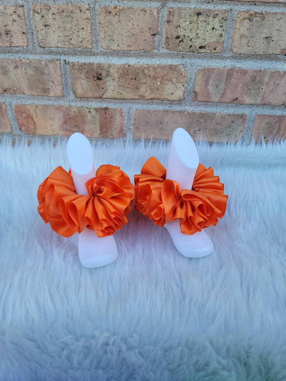 Bright Orange Ruffle Anklets - Orange Ribbon Tutu Anklets - Tutu Socks -Ruffled Anklets - Birthday Ruffle Anklets