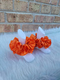 Bright Orange Ruffle Anklets - Orange Ribbon Tutu Anklets - Tutu Socks -Ruffled Anklets - Birthday Ruffle Anklets