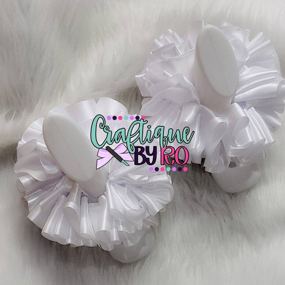 White Ruffle Anklets