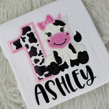 Cow Birthday Shirt - First Birthday Shirt - Cow Birthday Shirt with Name - Girl 1st Birthday Shirt Pink