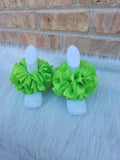 Lime Green  Ruffle Anklets - Lime Ribbon Tutu Anklets - Tutu Socks -Ruffled Anklets - Birthday Ruffle Anklets