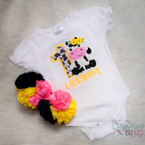 Cow Sunflower Birthday Shirt - First Birthday Shirt - Yellow Cow Birthday Shirt with Name - Girl 1st Birthday Shirt Yellow