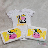 Custom Matching Cow Themed Mom and Dad Shirts
