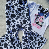 Cow Outfit - Farm House  Bell Bottoms - Toddler  Shirt - Birthday Outfit - Cow Bellbottom - Holy Cow