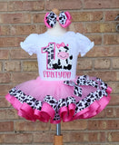 Hot Pink Birthday Cow Tutu Outfit | Barn Birthday Farm Birthday Outfit | Barnyard Birthday Shirt | Cow Birthday Outfit | Hot Pink Cow Shirt