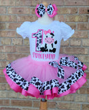 Hot Pink Birthday Cow Tutu Outfit | Barn Birthday Farm Birthday Outfit | Barnyard Birthday Shirt | Cow Birthday Outfit | Hot Pink Cow Shirt