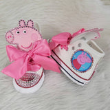 Pig Birthday Bling Shoes - Birthday Outfit - Custom Shoes - Animal - Bling Converse - Farm Bling Shoes