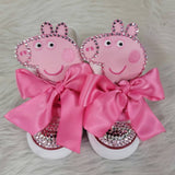 Pig Birthday Bling Shoes - Birthday Outfit - Custom Shoes - Animal - Bling Converse - Farm Bling Shoes