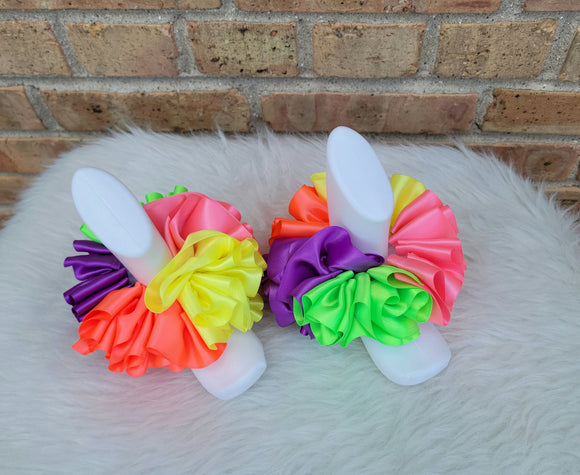 Rainbow Neon Anklets - NeonRibbon Tutu Anklets -  Tutu Socks -Ruffled Anklets