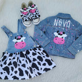 Cow Themed Overall Dress - All Themes are available - Denim Overall - Overall Dress - Coverall Skirt - Dress Jumper