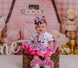 Pink Birthday Cow Tutu Outfit | Barn Birthday Farm Birthday Outfit | Barnyard Birthday Shirt | Cow Birthday Outfit | Pink Cow Birthday Shirt