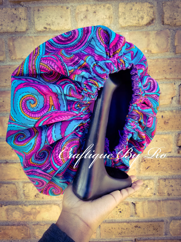 African Print Satin Hair Bonnet