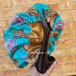 African Print Satin Hair Bonnet