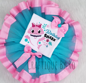 Pink and Blue Shark Baby Tutu