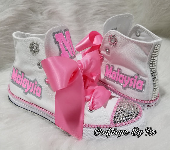 Pink Bling Shoes - Birthday Outfit - Custom Pink Shoes - Birthday Outfit