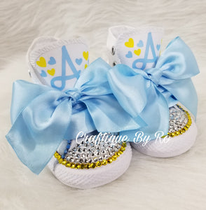 Yellow and Light Blue Bling Sneakers