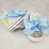 Yellow and Light Blue Bling Sneakers