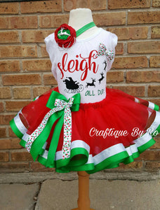 Christmas Outfit for Girls - Sleigh Tutu Set - Holiday Outfit - Holiday Pictures; Reindeer Outfit - Holiday Outfit