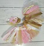 Fabric tutu Set - 1st Birthday Outfit - Pink and Gold Birthday Tutu Set - Birthday Outfit - Tutu Set