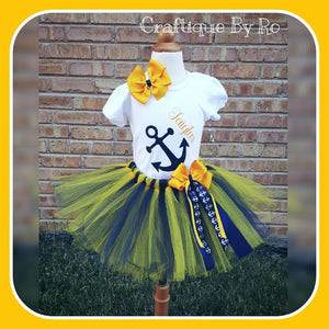 Anchor Tutu Set - Marine inspired TUTU - Blue and Yellow Tutu