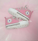 Baby Bling Sneakers - Customized Bling Soft Bottom Converse -  White Baby Shoes