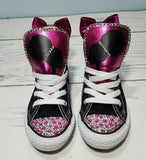 Pink and Black Afro Puff Themed Sneakers Converse