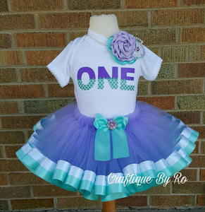 Mermaid Tutu Set - Sea Tutu Set -  Ribbon Tutu - Mermaid Birthday Outfit - MermaidBirthday Tutu