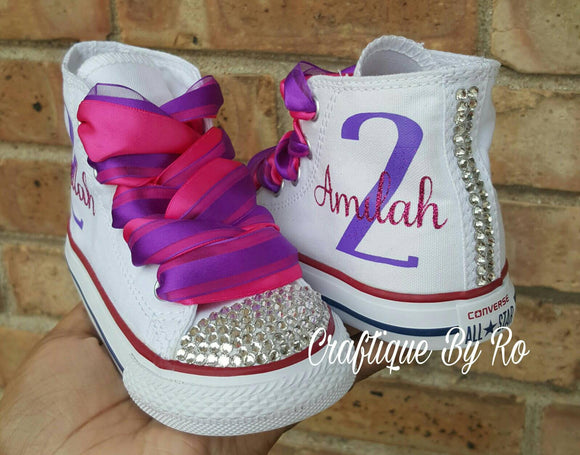 Doc Birthday Bling Shoes - Pink and Purple Birthday Outfit