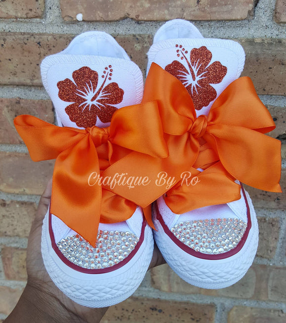 Moana Orange Bling Shoes - Birthday Outfit - Custom Shoes -Moana Inspired - Moana Birthday Outfit