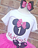 Pink Minnie Mouse Tutu Set - Minnie Mouse Theme Tutu Set - Minnie Ribbon Tutu - Minnie Mouse Birthday Outfit - Minnie Mouse Birthday Tutu