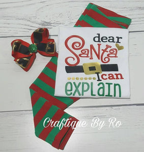 Christmas Shirt - Holiday Shirt - Dear Santa I Can Explain - Christmas Outfit- Santa Shirt - Girl Christmas Shirt