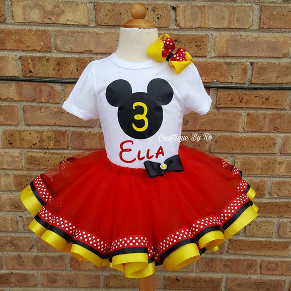 Mickey Mouse Tutu Set - Mickey Mouse Theme Tutu Set - Mickey  Ribbon Tutu - Mickey Mouse Birthday Outfit - Minnie Mouse Birthday Tutu