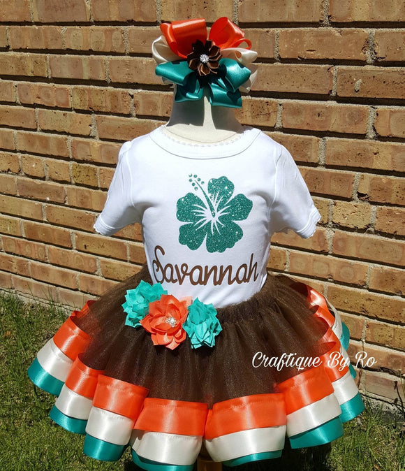 Hawaiian Tutu Set - Moana Costume - Birthday Outfit - Birthday Tutu